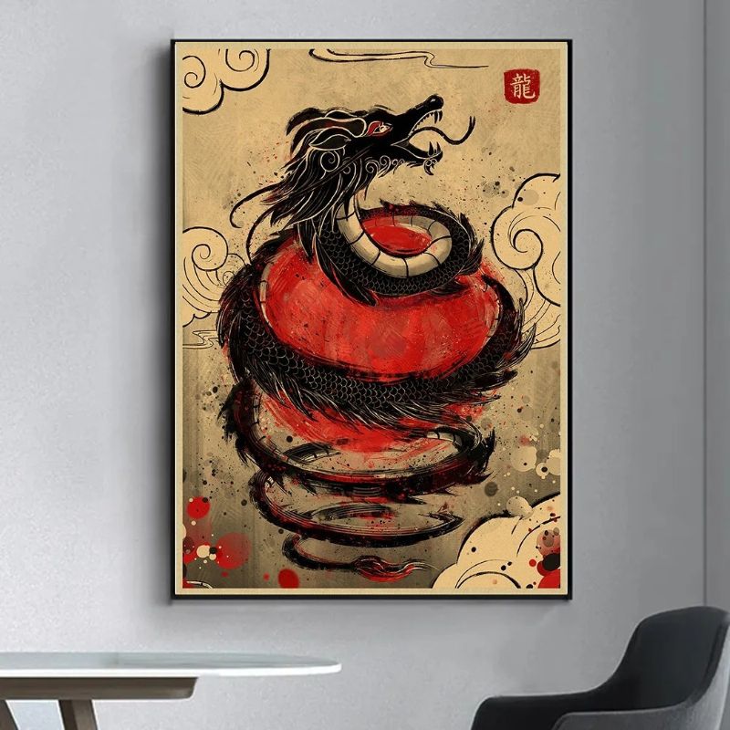 TableauDragonJaponais mural