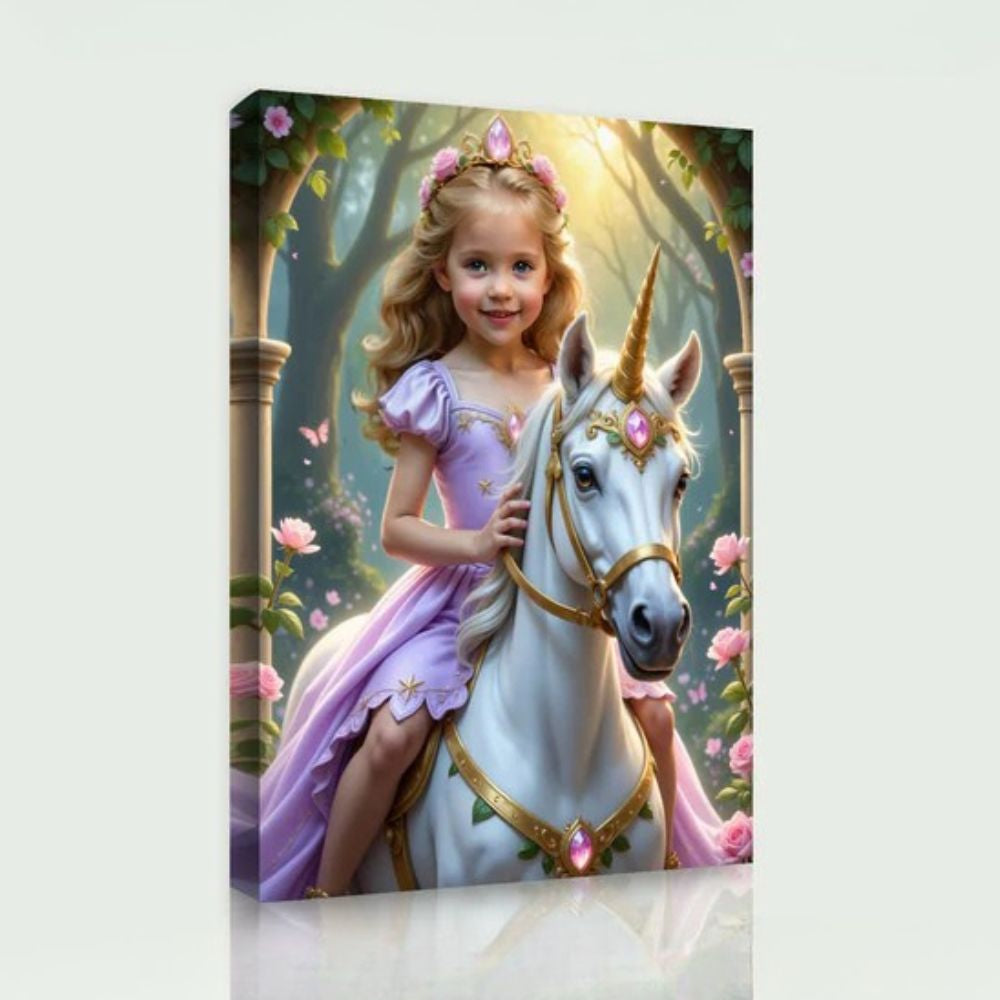La Princesse et sa Licorne Magique Tableau Personnalisé