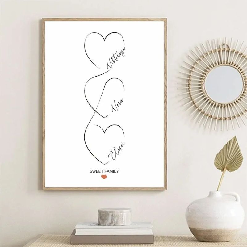 Tableaux personnalisés coeurs minimalistes