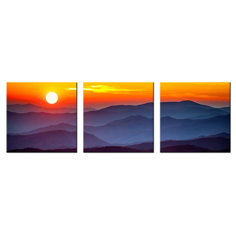 Tableau coucher de soleil montagne toile