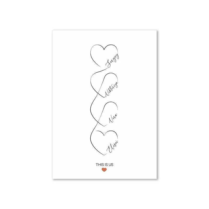 Tableaux personnalisés coeurs minimalistes