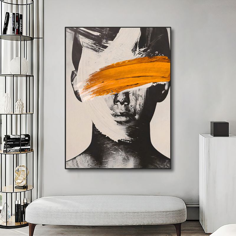 PortraitAbstraitMinimalisteNoiretBlanc mural blanc