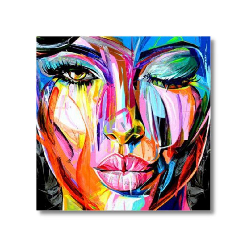 Tableau Visage Multicolore toile