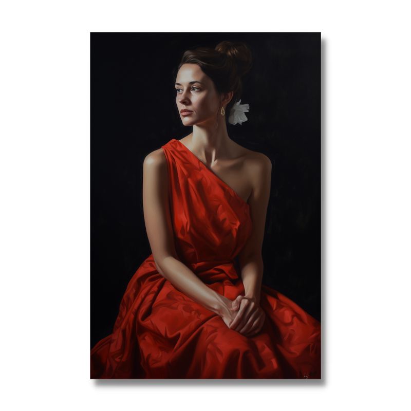 Tableau Femme Robe Rouge toile