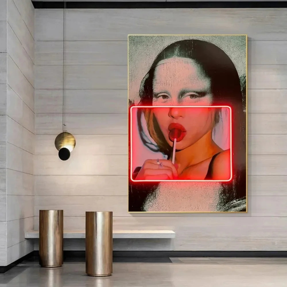 Tableau mona lisa et néon tableau
