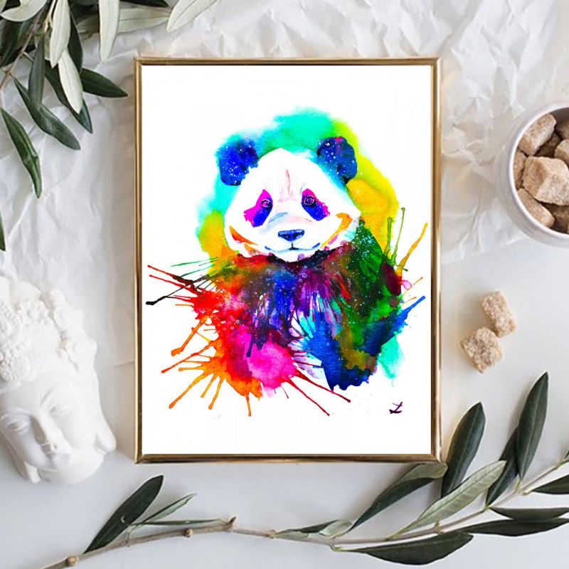 Tableau Panda Multicolore