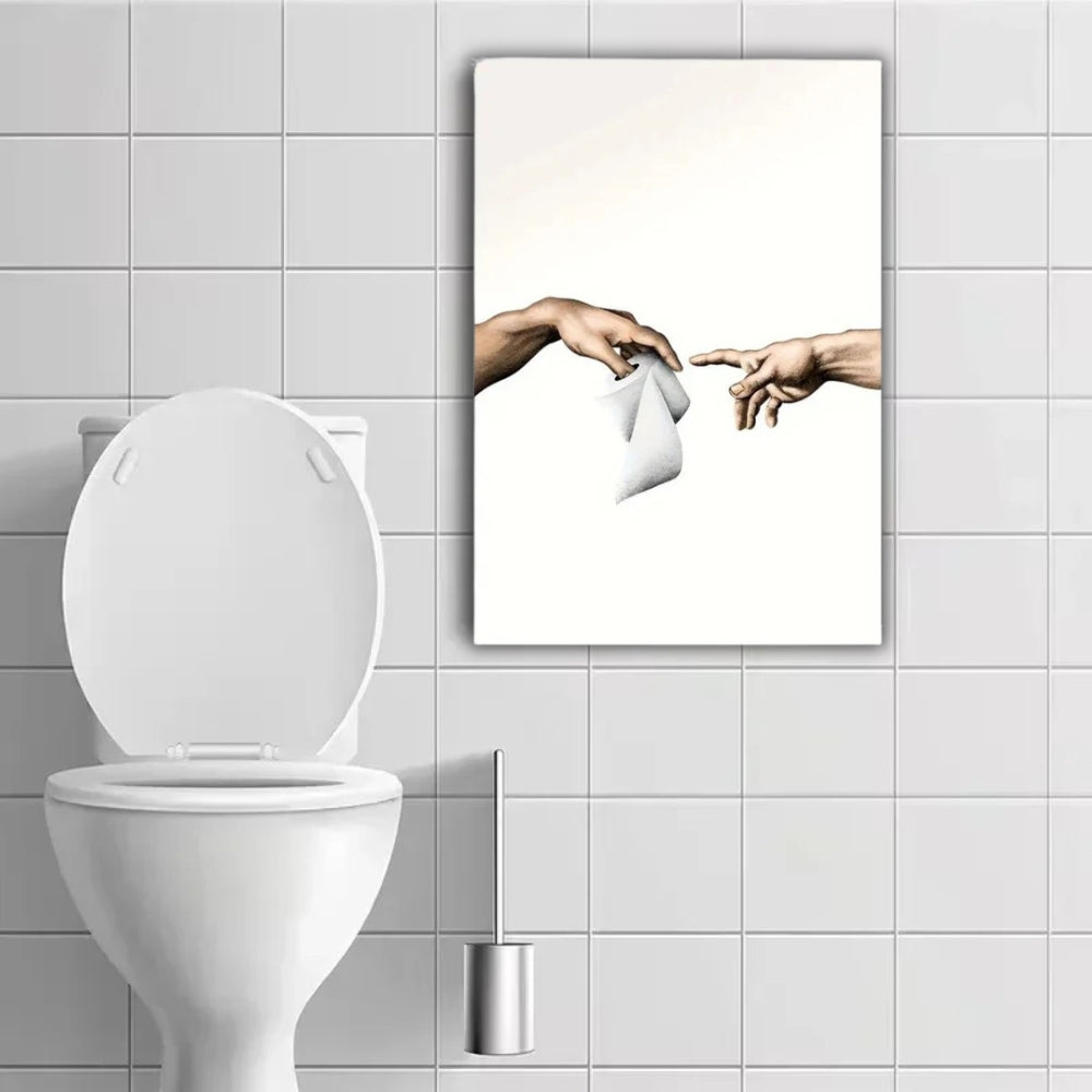 Tableau parodie la création d'Adam papier toilette
