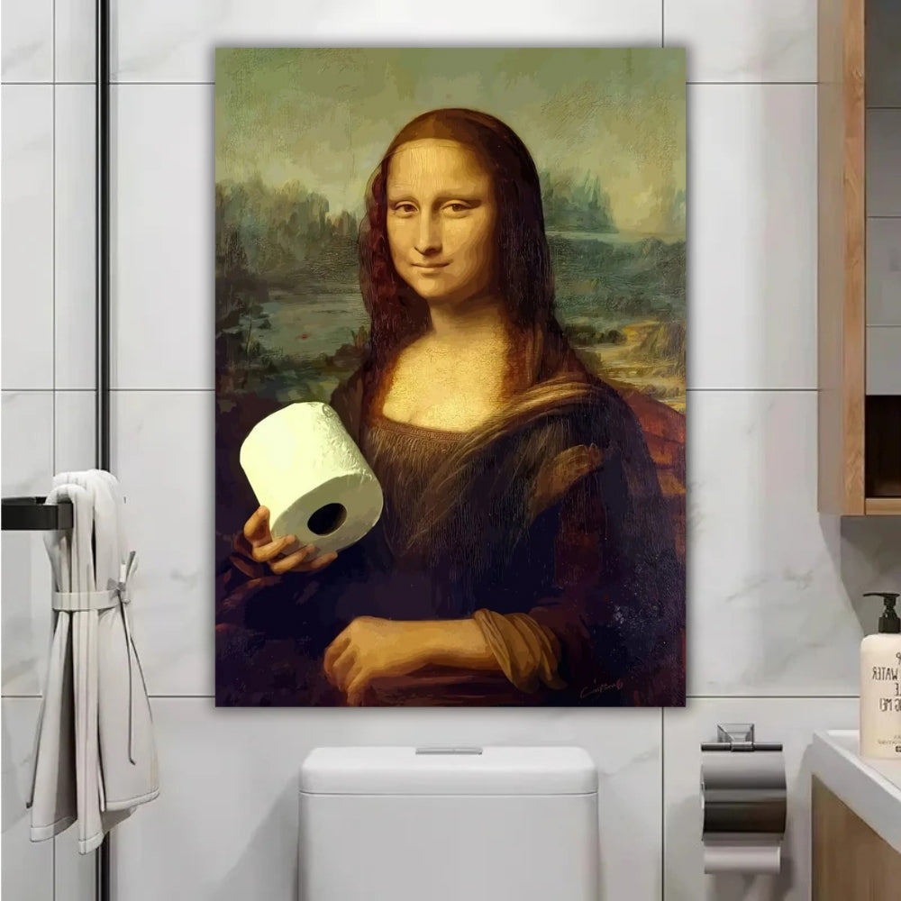 Tableau parodie Mona Lisa papier toilette decoration