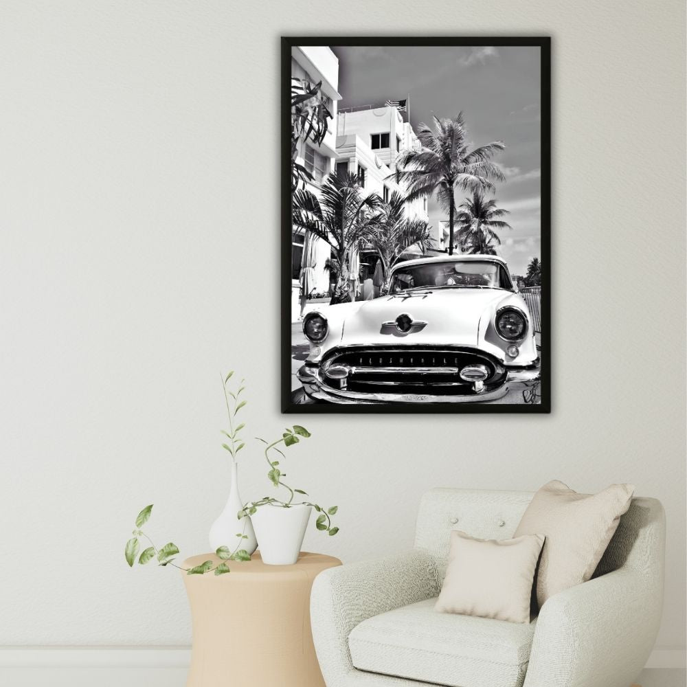 Tableau photographie voiture vintage à Miami deco moderne