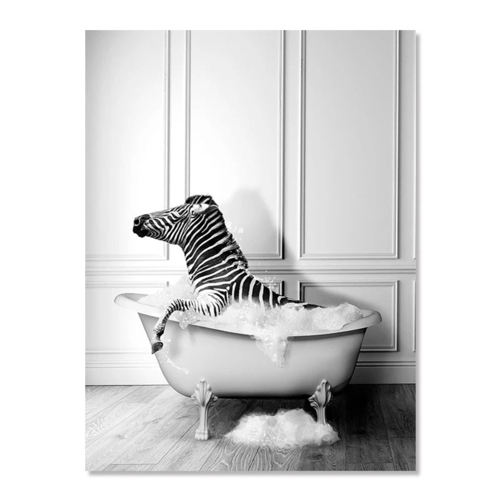 Tableau zèbre dans la baignoire deco mural
