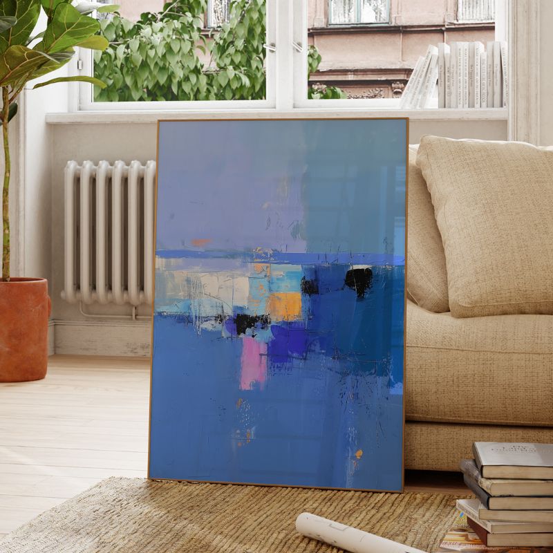 TableauAbstraitBleuContemporain canape