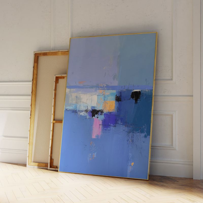 TableauAbstraitBleuContemporain parquet