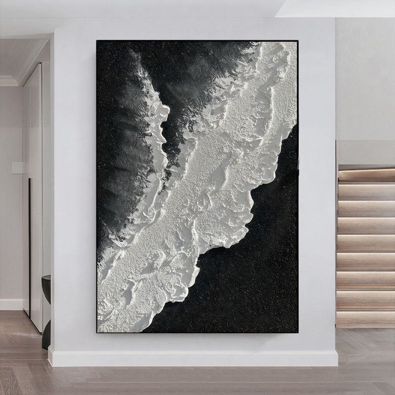 TableauAbstraitNoiretBlanc mur blanc