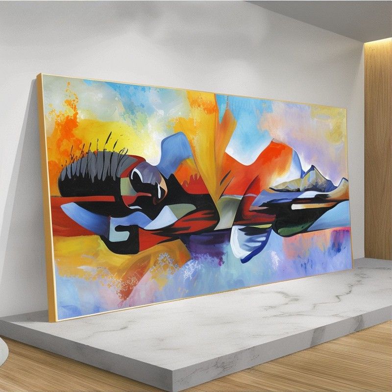 TableauAfricainAbstraitFemme pose