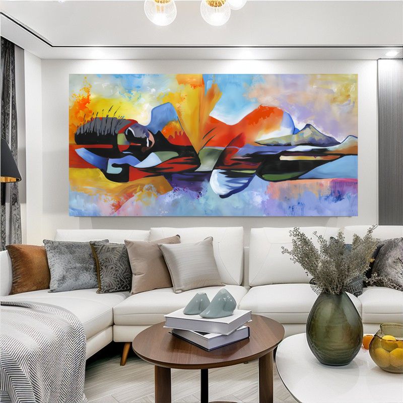 TableauAfricainAbstraitFemme canape