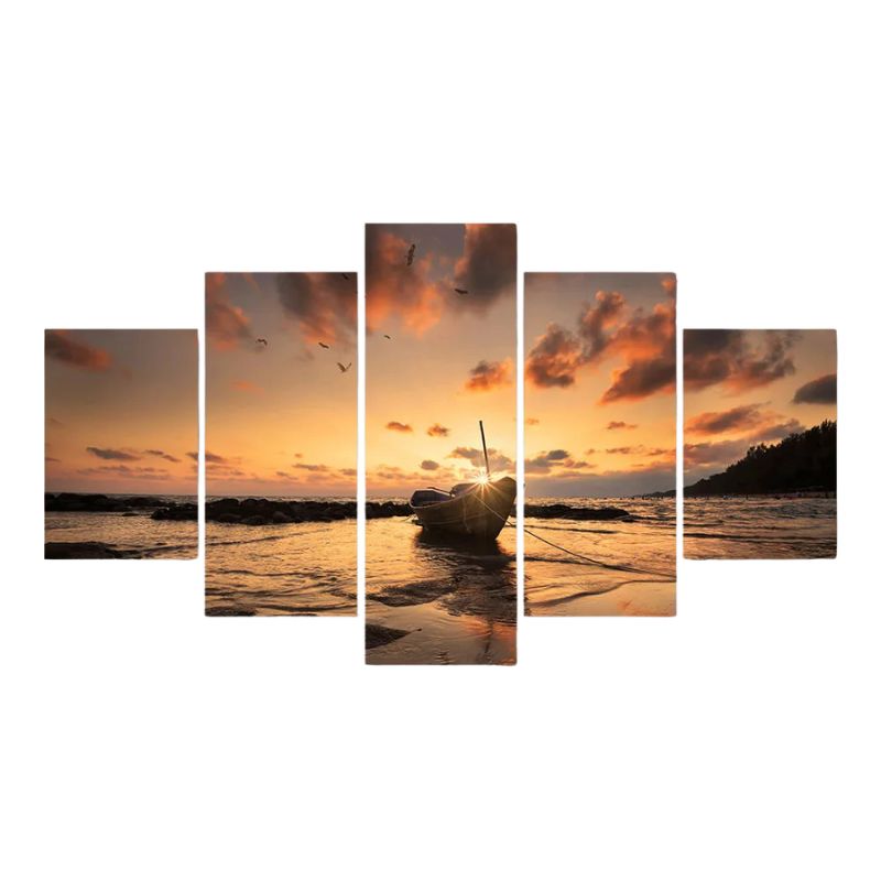 Tableau Barque Coucher de Soleil toile