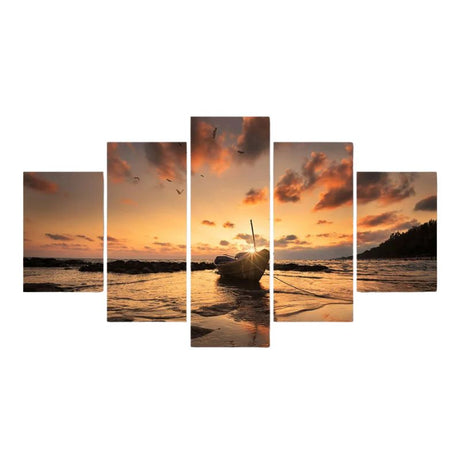 Tableau Barque Coucher de Soleil toile