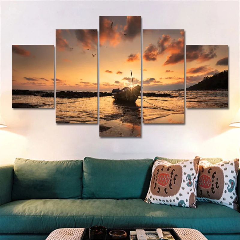 Tableau Barque Coucher de Soleil canape