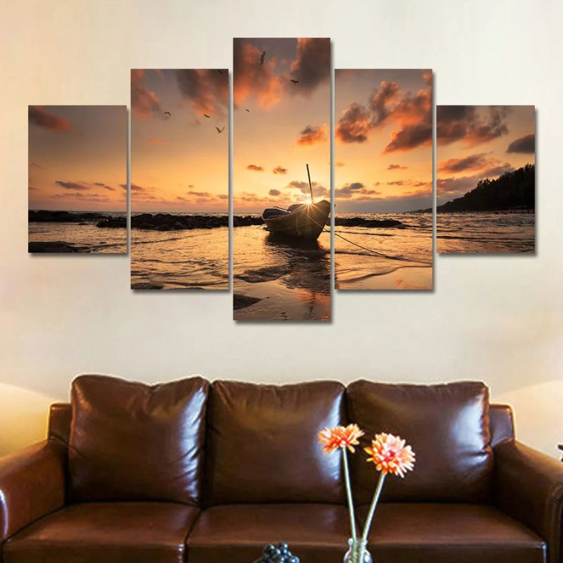 Tableau Barque Coucher de Soleil salon
