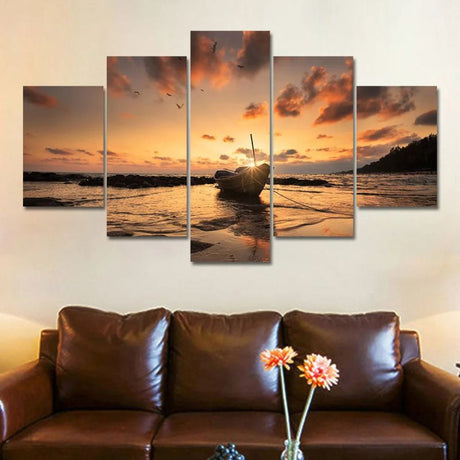Tableau Barque Coucher de Soleil salon