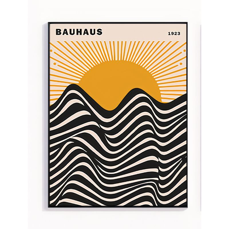 TableauBauhausVaguesNoiretCoucherdeSoleil toile