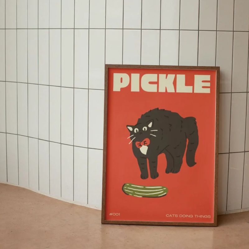 Tableau Chat Pop Humour Coloré posé