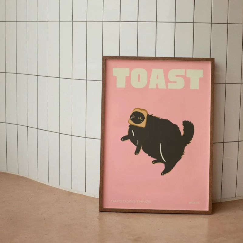 Tableau Chat Pop Humour Coloré carreau