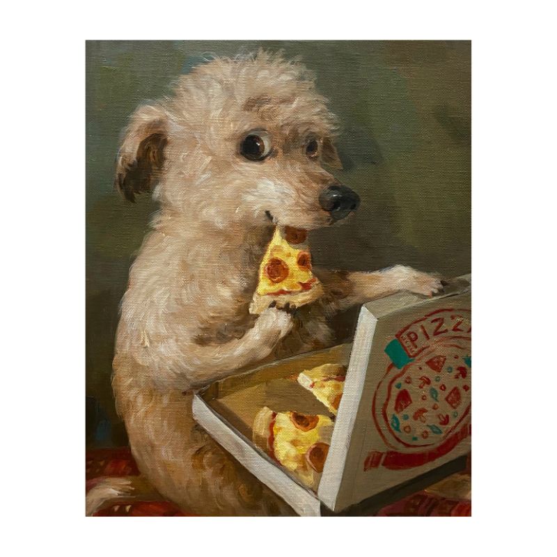 TableauChienquiMangedelaPizza toile