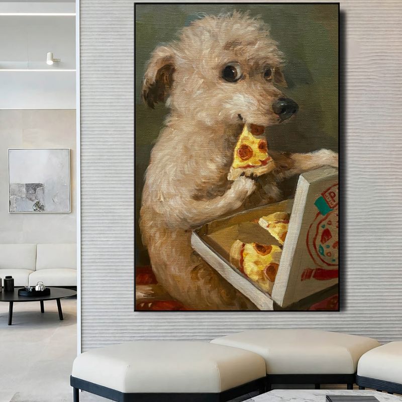 TableauChienquiMangedelaPizza salon