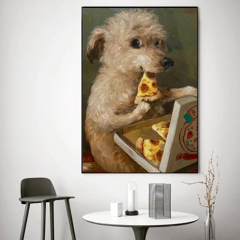 TableauChienquiMangedelaPizza table a manger