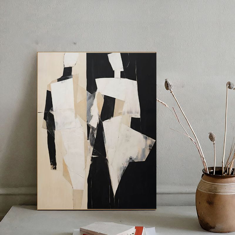 TableauDuoAbstraitNoiretBlanc pose