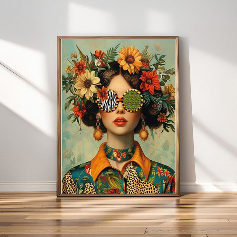 TableauFemmeBohemeauxCheveuxFleuris pose