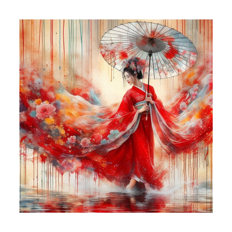 TableauFemmeChinoiseHanfuetOmbrelle toile 2