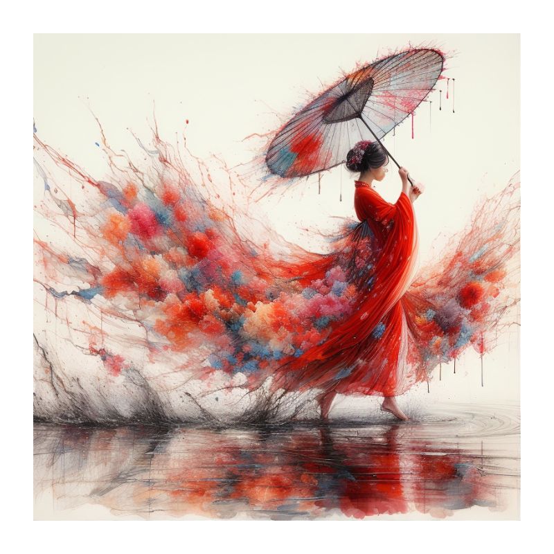 TableauFemmeChinoiseHanfuetOmbrelle toile 3