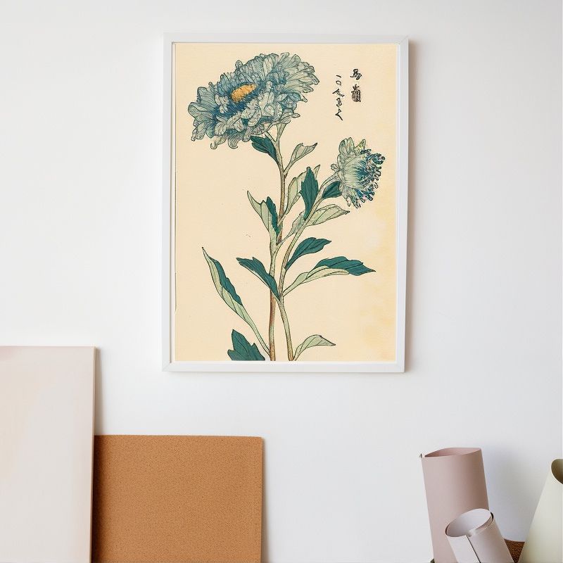 TableauFleurJaponaiseAntique mur blanc