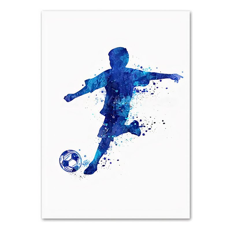TableauFootAquarelleBleu toile 4