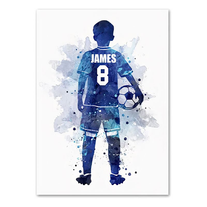 TableauFootAquarelleBleu toile 3