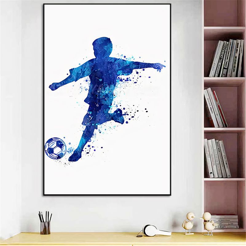 TableauFootAquarelleBleu bibliotheque