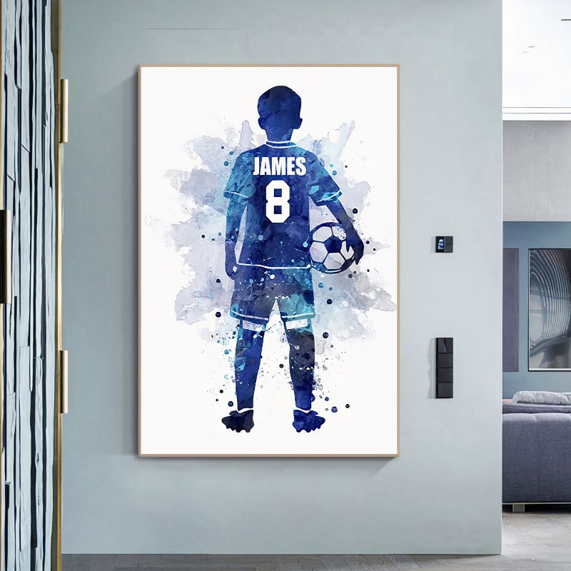 TableauFootAquarelleBleu couloir