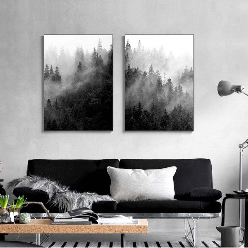 TableauForetBrumeuseNoiretBlanc canape