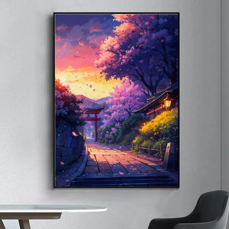 Tableau Paysage Japonais Anime table a manger