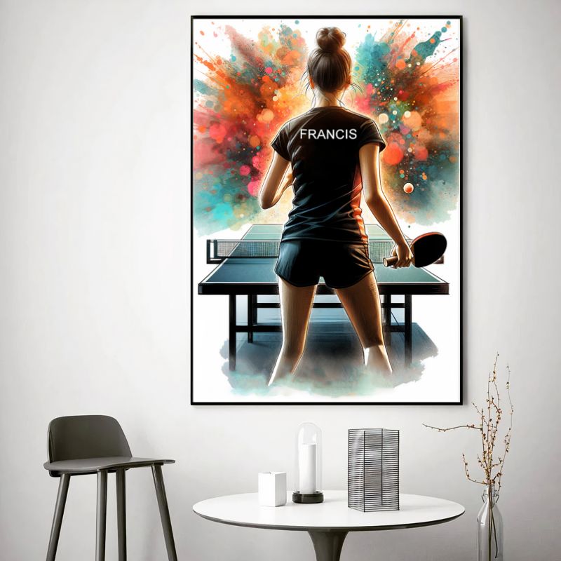 TableauPingPongFemininStreetArt salle a manger