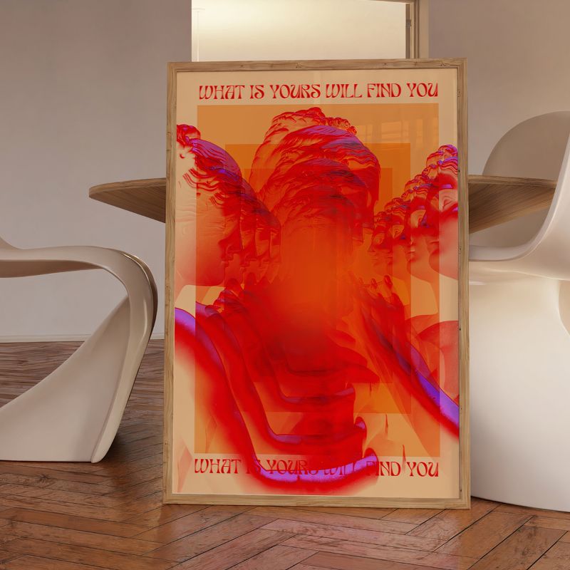 TableauPsychedeliqueRougeModerne parquet