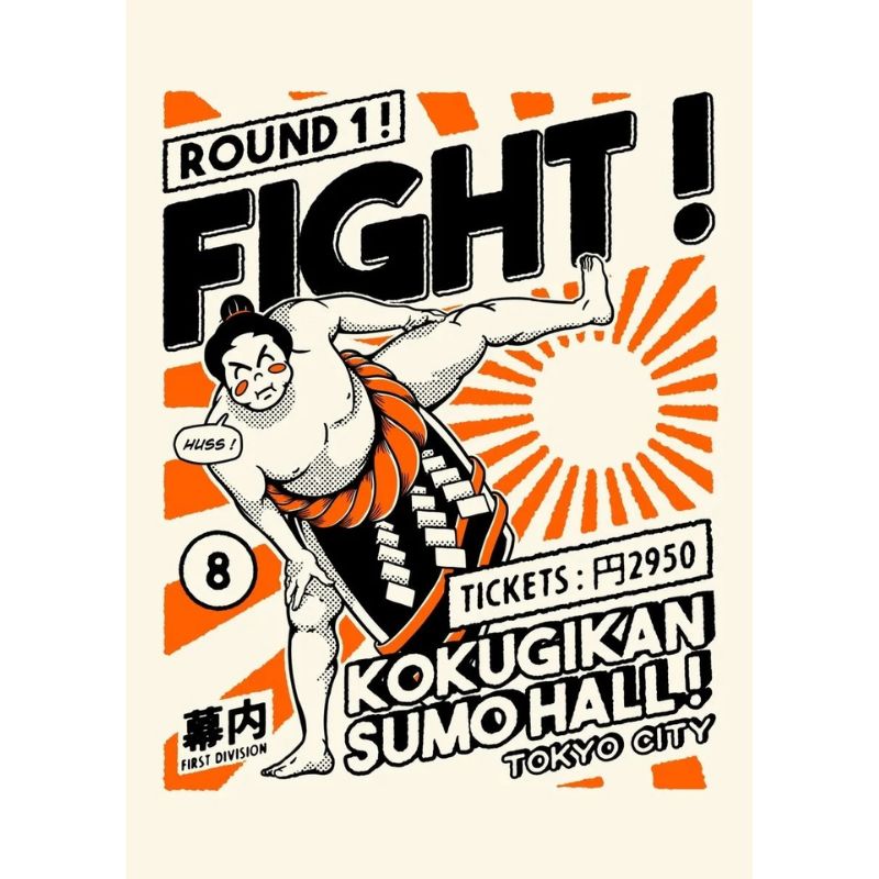 Tableau Retro Culture Japonaise Orange toile 2