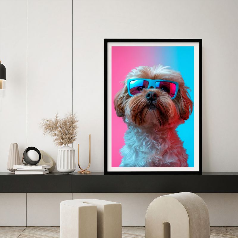 TableauShihTzuPopArtDecale bahut