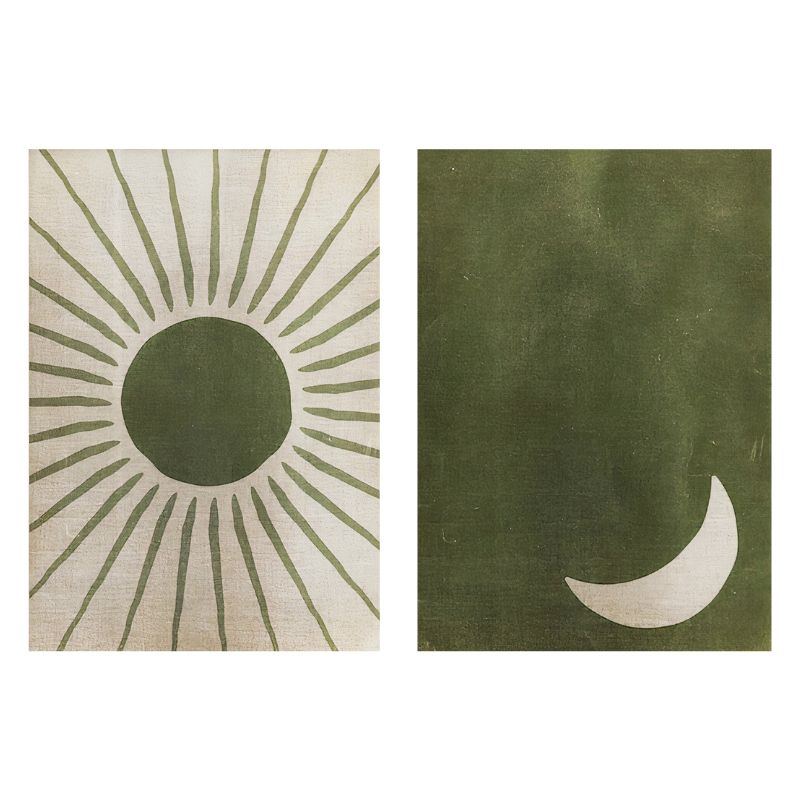 TableauSoleiletLuneVertMinimaliste toile