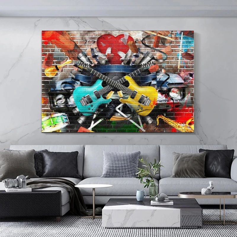 Tableau Street Art Musique cadre