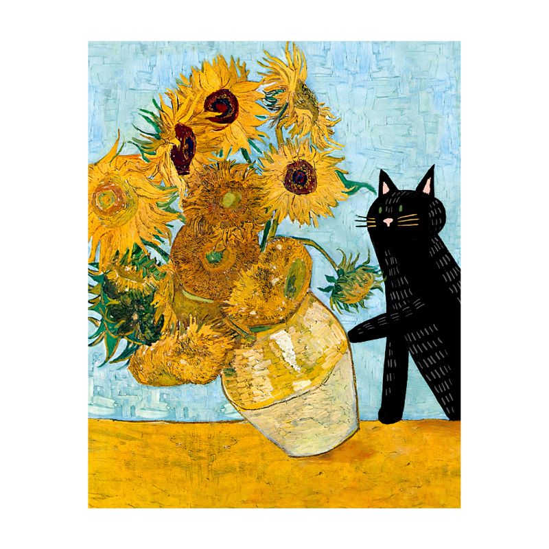 TableauTournesolsVanGoghavecChat toile