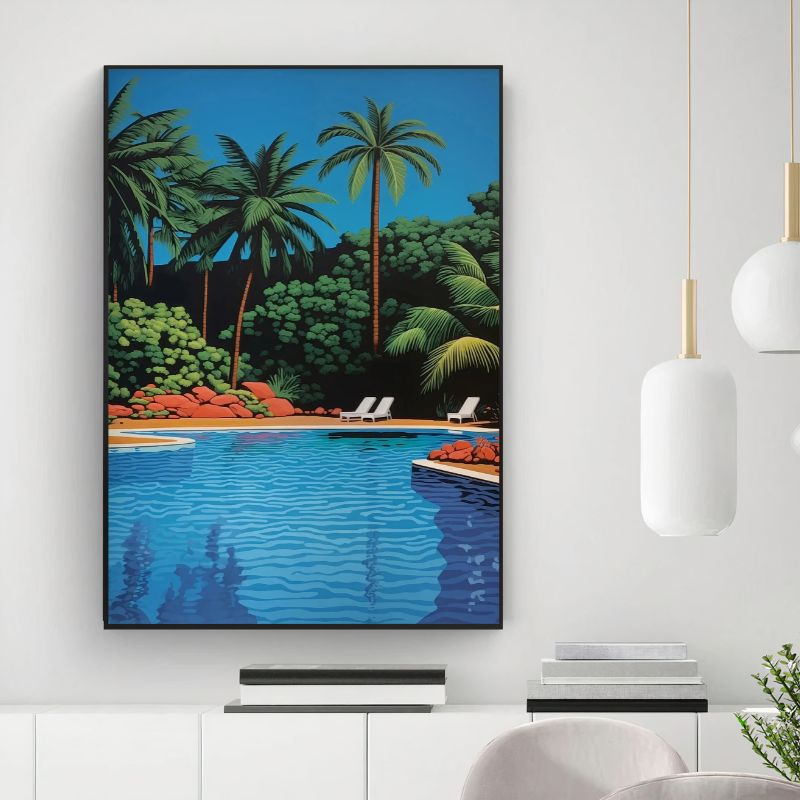 TableauVillaPiscineStyleJaponais mural