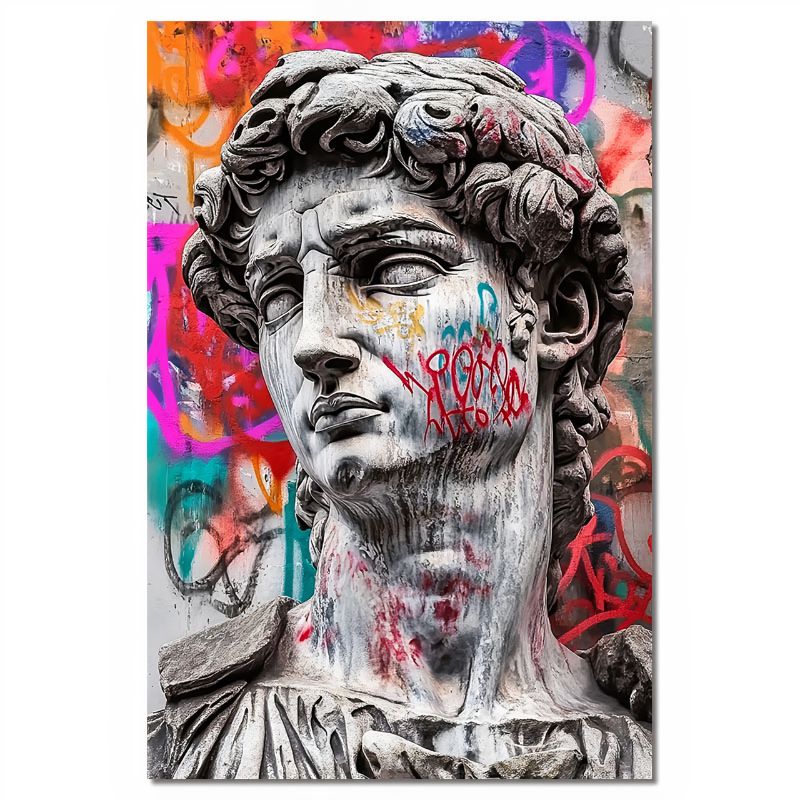 TableauVisageStatuedeDavidStreetArt toile 1